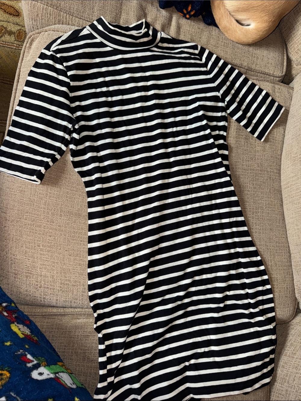 GAP Black and White Striped Turtleneck Dress